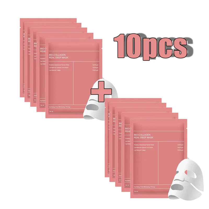 Masque bio au collagène hydrate la peau et la raffermit 1 piece 5 pieces ou 10 pieces